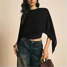 Blusa Chiffon Cuello Redondo Irregular — Mujer 2026
