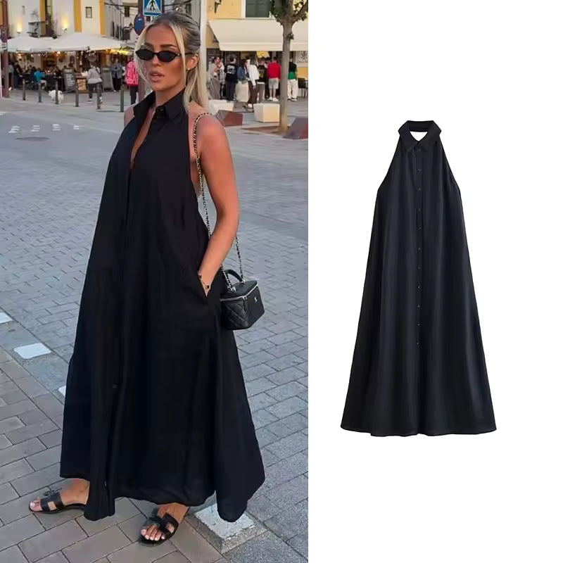 Vestido Aire Largo Elegante Mujer