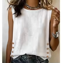 Camisa Suelta de Lino y Algodón para Mujer – Color Sólido con Botones