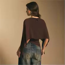 Blusa Chiffon Cuello Redondo Irregular — Mujer 2026