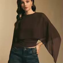Blusa Chiffon Cuello Redondo Irregular — Mujer 2026
