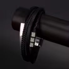 Set Pulseras Hombre Cuero Trenzado Multicapa – Cuerda Negra y Marrón Zinc Punk
