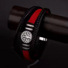 Set Pulseras Hombre Cuero Trenzado Multicapa – Cuerda Negra y Marrón Zinc Punk