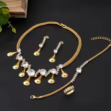 Set de Joyería Nupcial Mujer – Zirconia Cúbica Collar, Aretes, Anillo y Pulsera 2025