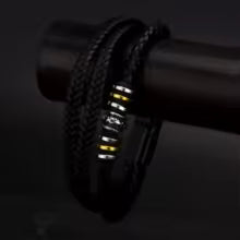 Set Pulseras Hombre Cuero Trenzado Multicapa – Cuerda Negra y Marrón Zinc Punk