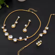 Set de Joyería Nupcial Mujer – Zirconia Cúbica Collar, Aretes, Anillo y Pulsera 2025