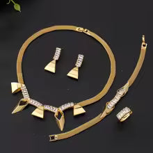 Set de Joyería Nupcial Mujer – Zirconia Cúbica Collar, Aretes, Anillo y Pulsera 2025