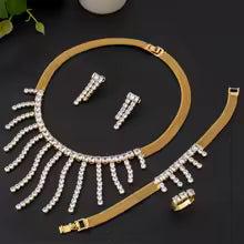 Set de Joyería Nupcial Mujer – Zirconia Cúbica Collar, Aretes, Anillo y Pulsera 2025